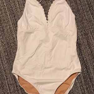 J Crew White LONG TORSO One Piece Bathing Suit